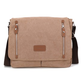 Vintage Canvas Messenger bag for Men Crossbody Bag Satchel for Laptop 13" Work Office Business khaki