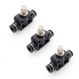 SRJQXH Pack of 3 Pneumatic Fittings, 6 mm Push Quick Coupling Connectors, Black Valve Pneumatic, Type T Quick Connectors, for Pneumatic Tools and Automation Devices
