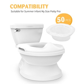 50 Pcs Potty Liners for Summer Infant My Size Potty Pro - Disposable Potty Bags with Elastic Fit, Leakproof & Easy Clean, Fits Most Potty Chairs, Travel Potties, Portable Toilets, 18×8 Inches