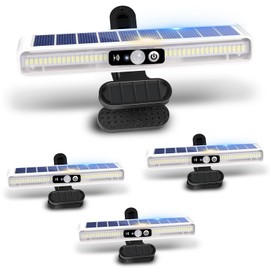 sunlight encounter Clip On Solar Motion Lights Outdoor Waterproof, 4 Pack Fence Lights Outside with 36 LEDs, 6000K, Portable Solar Powered Security Light for Fence Garage Camping (White)