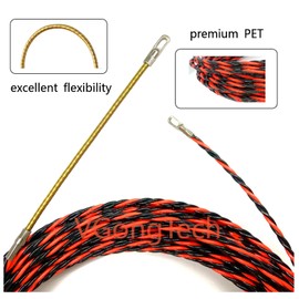VGongTech 1/5" 50ft Fish Tape Cable Puller Cable Rods Kit PET Electrical Cable Puller Through Wall Wire Guide Device Threader Fish Cable Fastener 15M