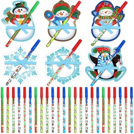 Outus 36 Sets Christmas Notepads with Pens Winter Sticky Notes Ballpoint Pens with Ribbons Snowman Snowflake Mini Pocket Memo Pads Holiday Stationery Gifts for Xmas Goodie Bag Filler Stuffer Classroom