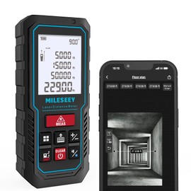MILESEEY Laser Measurement Tool, ±2mm Accuracy Laser Measure with Digital Angle Level, Laser Tape Measure with Phone App, Record Data and Make Your own Sketch Support Hand-Drawn Plan/Draw on Picture