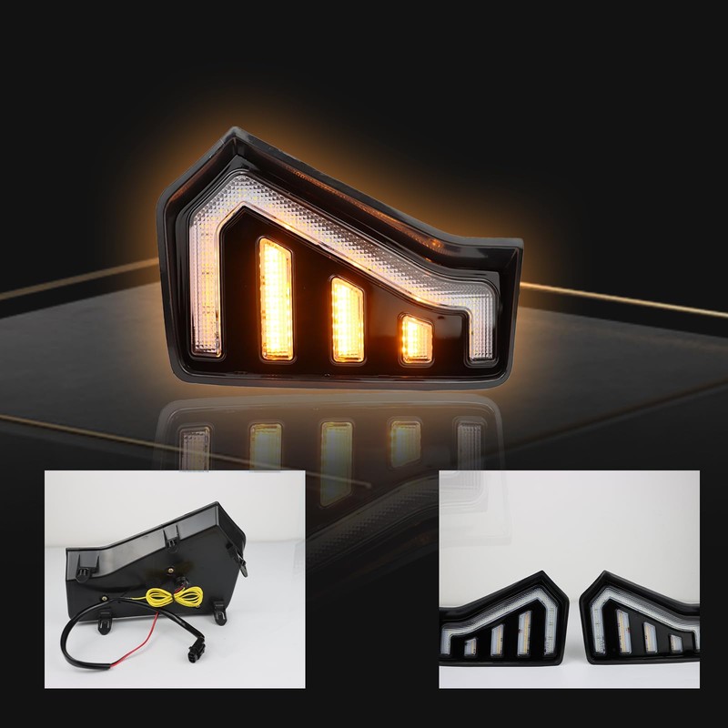 ZDEERAOTO LED Front Headlight Side Marker DRL Amber Sequential Turn