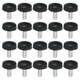 PATIKIL M4x10mm Knurled Thumb Screws, 20 Pack Male Thread Round Clamping Screws Knobs Hand Grip Bolts Mounting Fasteners for Lighting Furniture Hardware Black