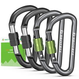 Brotree Carabiner, Small Lock, Screw Type, Key Holder, Aluminum Alloy, Multifunctional, Ultra Lightweight, Stylish, D-Ring, Back Hanger, For Camping and Outdoor Use, Set of 2/4