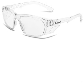 ProtectX Safety Glasses Clear Frame Scratch Resistant Anti Fog Polycarbonate Lenses ANSI Z87.1 Rated with UV Protection