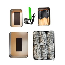 Emergency Fire Starter Magnesium 6 Bags Waterproof Weatherproof Matches Ferro Rod for Camping Hiking Bushcraft Hurricane Outdoor Survival + Free Tin Box (6 Mg + Waterproof Matches + Ferro Striker)