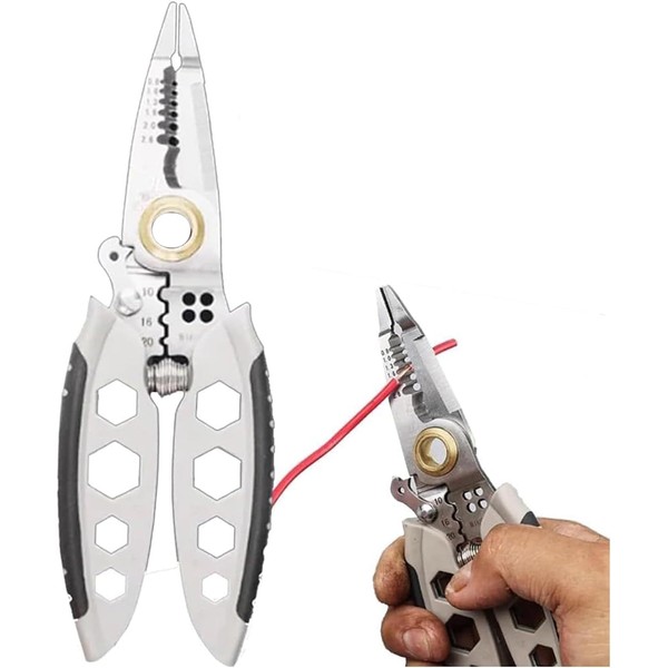 7-Inch Multipurpose Wire Stripper, Multipurpose Wire Stripper Cutter, Portable Wire Stripping Tool, Long Nose Wire Stripper, Electrical Wire Cutter for Electricians, Stripping and Cutting