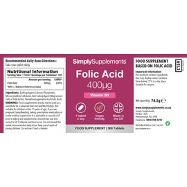 Folic Acid 400µg (Vitamin B9) | Supports Maternal Folate Status | Suitable for Vegans & Vegetarians | 360 Tablets = 12 Months' Supply | Pregnancy Care | Manufactured in The UK