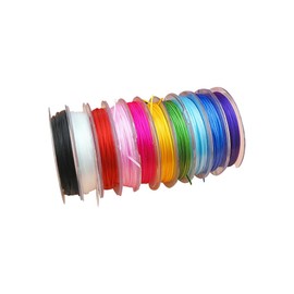 JIHUOO 10 Rolls 0.6 mm Flat Elastic Bracelet String Cord Stretch Beading Cord Thread Necklace String for Beads Jewelry Making Cord String