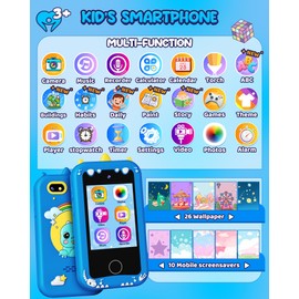shiningstone Kids Toddler Toy Phone for Girls Boys Age 3-6, Dinosaur Toys MP3 Music Player with Dual Camera, Kids Phone for Girls 3 4 5 6 7 Year Old, Best Christmas Birthday Gifts for Kids (SkyBlue)