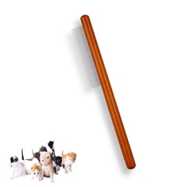 Zorrasxy Solid Wooden Puppy Grooming Brush, Pet Flea Lice Comb, Stainless Steel Teeth Massage Comb for Cat Dog Rabbit, Loose Fur for Shih Tzus, Yorkies, and Maltipoos, Small Medium Pets