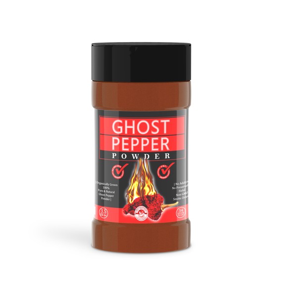 Ghost Pepper Powder- 3.5 Oz, Smoked, Hottest & Spicy chilli powder (SMOKED BHUT JOLOKIA POWDER) Organically Grown - 3.5 Oz