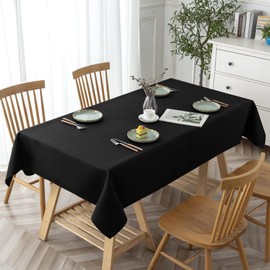 BIFENBI 2 Pack Rectangle Tablecloth - 60x104 Inch - Linen Textured Table Cloth Wrinkle Free Washable Decorative Fabric Table Cover for Buffet Banquet Parties Event Holiday Dinner. Black