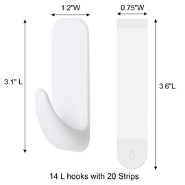 JulyWind Wall Hooks for Hanging Heavy Duty 14pcs, Towel Hanger for Bathroom with 20 no Damage Adhesive Strips Large, Dorm Essentials forwreath,hat,Coat