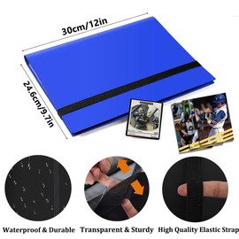 9 Pockets Trading Card Album Folder 360 Pockets Trading Card Binder Baseball Collection Binder for MTG TCG Sports Cards Game Football Basketball Cards (Blue)