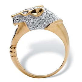 PalmBeach Yellow Gold-plated Sterling Silver Genuine Diamond Accent Panther Ring Sizes 7-12 Size 8