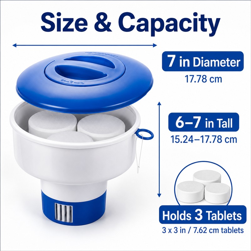 Floating Pool Chlorine Tablet Dispenser for Water Care – Adjustable