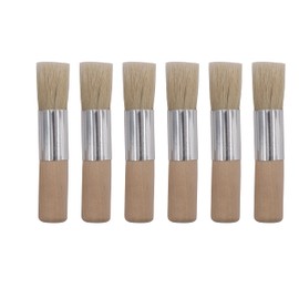 Chunky handled stencil brushes | Wooden handle | natural bristles | Pack of 6 brushes (18mm Handle)