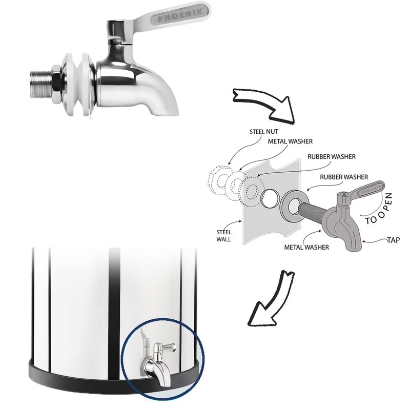 Phoenix 304 Stainless Steel Beverage Dispenser Spigot Replacement for Gravity