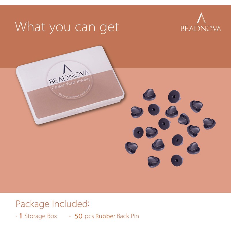 BEADNOVA Rubber Pin Back Butterfly Clutch Backings Pin Cap Replacement