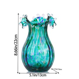DOVDOVHand Blown Glass vases, Green Glass Wide Mouth vases, Decorative Glass vases for Home Living Rooms, Fireplace Decorations, Table centrepieces, entryway Tables and Wedding Decorations.