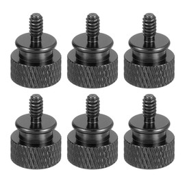 sourcing map 6Pcs #6-32 UNC Aluminum Thumb Screws, 12x16mm(ODxH) Computer Case Thumb Screws for PC Side Panel Motherboard Mounting Screw, Black