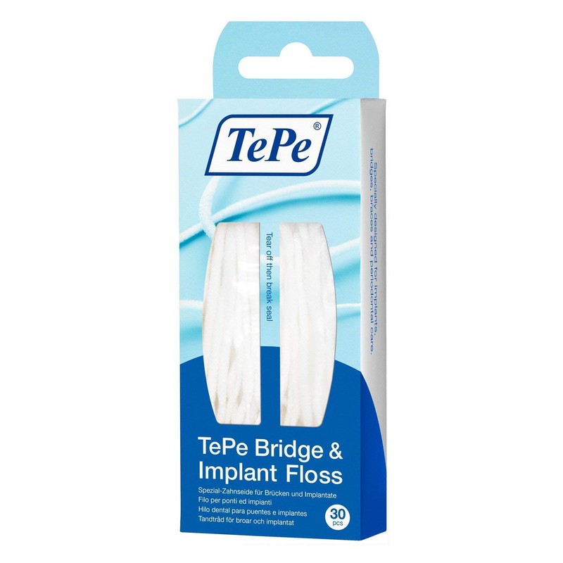 2 TePe Bridge & Implant Floss 30 Pieces Each