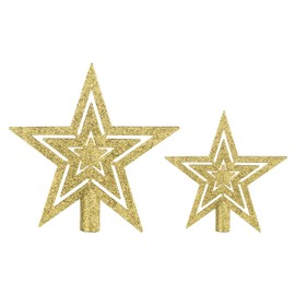 SULOLI 2PCS Glitter Star Christmas Tree Topper Decoration Shatterproof Star Treetop for Christmas Tree Ornament(GOLD)