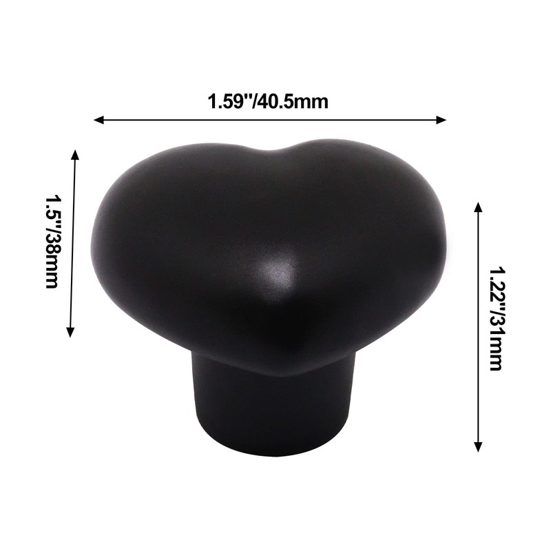 SWZHAI Ceramic Cabinet Knobs, 6 Pcs Black Heart Shaped Handles,