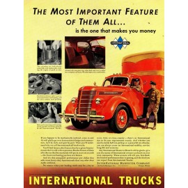 1939 International Trucks NEW Metal Sign: Inside Cab Shot, Features - Chicago