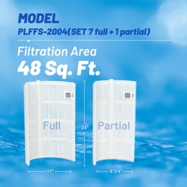 POOLPURE FS-2004 48 Sq.Ft DE Grid Pool Filter Set Replace Unicel FS-2004, PFS2448, Filbur FC-9540, Hayward Pro-Grid DE4820 (DEX4800DA), MicroClear DE4800, 24" High (7 Full, 1 Partial)