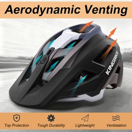 KINGBIKE MTB Helmet with Adjustable Visor Camera Mount NTA-8776 E-Bike Certified Mountain Bike Helmet for Men Women Adults Downhill Cycling (Black Gray, L)