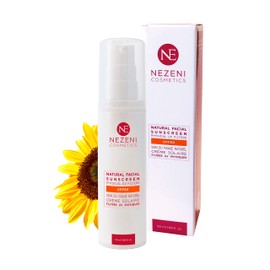 FLUID Sonnencreme SPF50 PHYSIKALISCHE Filter 100% natürliche Mineralien Schnelle Absorption OHNE KONSERVIERUNGSSTOFFE Alle Hauttypen, empfindlich, Akne, Babys und Kinder – NEZENI COSMETICS