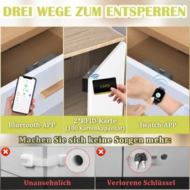 Smart Drawer Lock, Anweller Electronic Cabinet Lock, Furniture Lock with App, NFC Lock, Letterbox Lock, Child Safety Cabinet for Cupboard, Drawer, Box, Lockers, Letter Box, etc