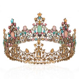 Yean Baroque Rhinestone Crowns and Tiaras Gold Bridal Queen Crown Crystal Wedding Tiara Crown for Women