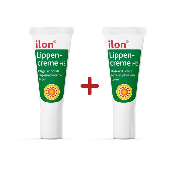 ilon HS Lip Cream Economy Set 2 x 3 ml, Care and Antiviral Protection - Acute and Preventive for Cold Sores, for Daily Use, with Patented Spiralin® Microalgae Active Ingredient, 2 x 3 ml