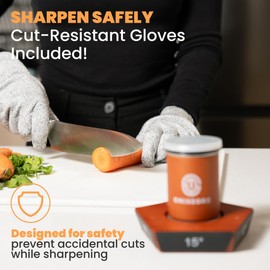 Rolling Knife Sharpener 5 Angles (12,15,17,19,22°) - 5 Sided Rolling Knife Sharpener & Extra Replacement Discs Diamond, Ceramic & Gloves - Magnetic Knife Sharpening Kit - Rolling Sharpener for Knives