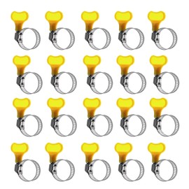 20pcs Stainless Steel Hose Clamp with Plastic Handle Key Adjustable Butterfly Hose Clamp for Water Drain Hose Garden Hose, Rubber Pipe Hos（13-22mm/0.5-0.86in）