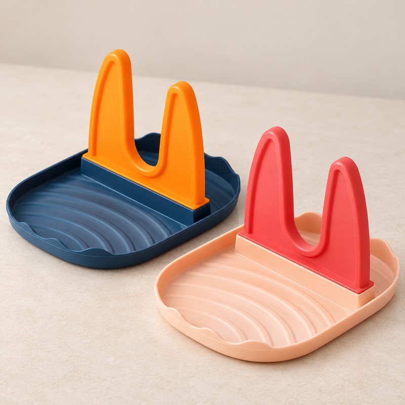 2-Pack Pot Lid and Spoon Rest Holders for Kitchen Counters