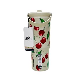 Hydrapeak Nomad Artisan Collection 32 oz Stainless Steel Thermos Tumbler with Straw Lid, Leakproof, Double Insulated, Cherries, Stone, HP-Nomad-32-Cherry