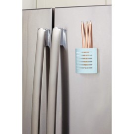 iDesign 85176 Magnetic Modern Pen and Pencil Holder, Writing Utensil Storage Organizer for Kitchen, Locker, Home, or Office, Set of 1, Mint Blue