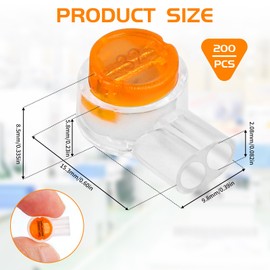 Pack of 200 Telephone Cable Connectors, K2 Low Current Connector with Double Leaf Terminal Blocks and Gel Filling, UY2 Telephone Cable Connector Tin-Plated Brass, K2 Cable Connector for Cable Data