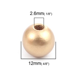 365 Metallic Gold Wood Beads Bulk 12mm Round Wood Bead with 2.6mm Hole