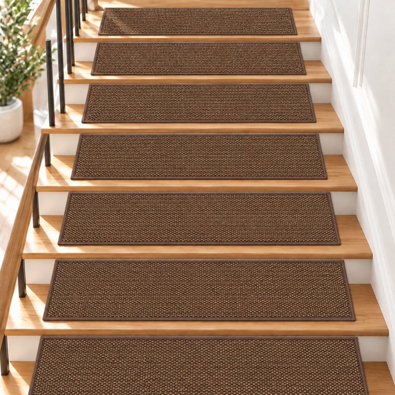 Non-Slip Stair Treads for Indoor Steps – Washable Imitation Linen