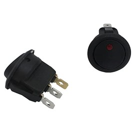 Lumonic 5 x Plastic Rocker Switch Off Switch Diameter 23 mm in Colour Black I with Red LED and a 4.8 x 0.8 mm Plug Flat Connector I Suitable for 12 V 16 A
