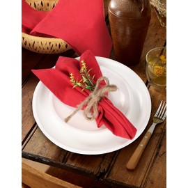 Hausattire Reusable Napkins Cloth Washable 100% Cotton 18x18 Inch Dinner Napkins|Table Napkins| Valentine's Day Gift For Her| Spring Easter Decor |Set of 12 Cloth Napkins for Home Banquet Wedding |Red