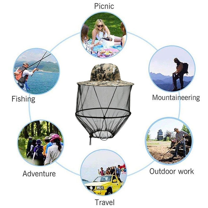 Mosquito Head Net Hat,Midge Nets for Head,Foldable Midge Hat,Sun Hats