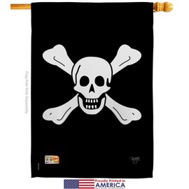 Breeze Decor Pirate Richard Worley Garden House Flags Kit Coastal Ship Skull Treasure Map Carribean Jolly Blackbeard Jack Small Decorative Gift Yard Banner Made in USA 28 X 40
